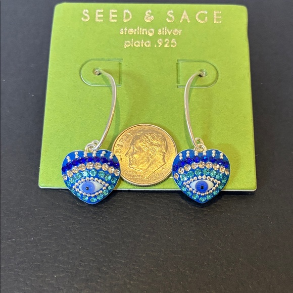 Seed & Sage Blue Evil Eye Dangle Earrings - Picture 6 of 6